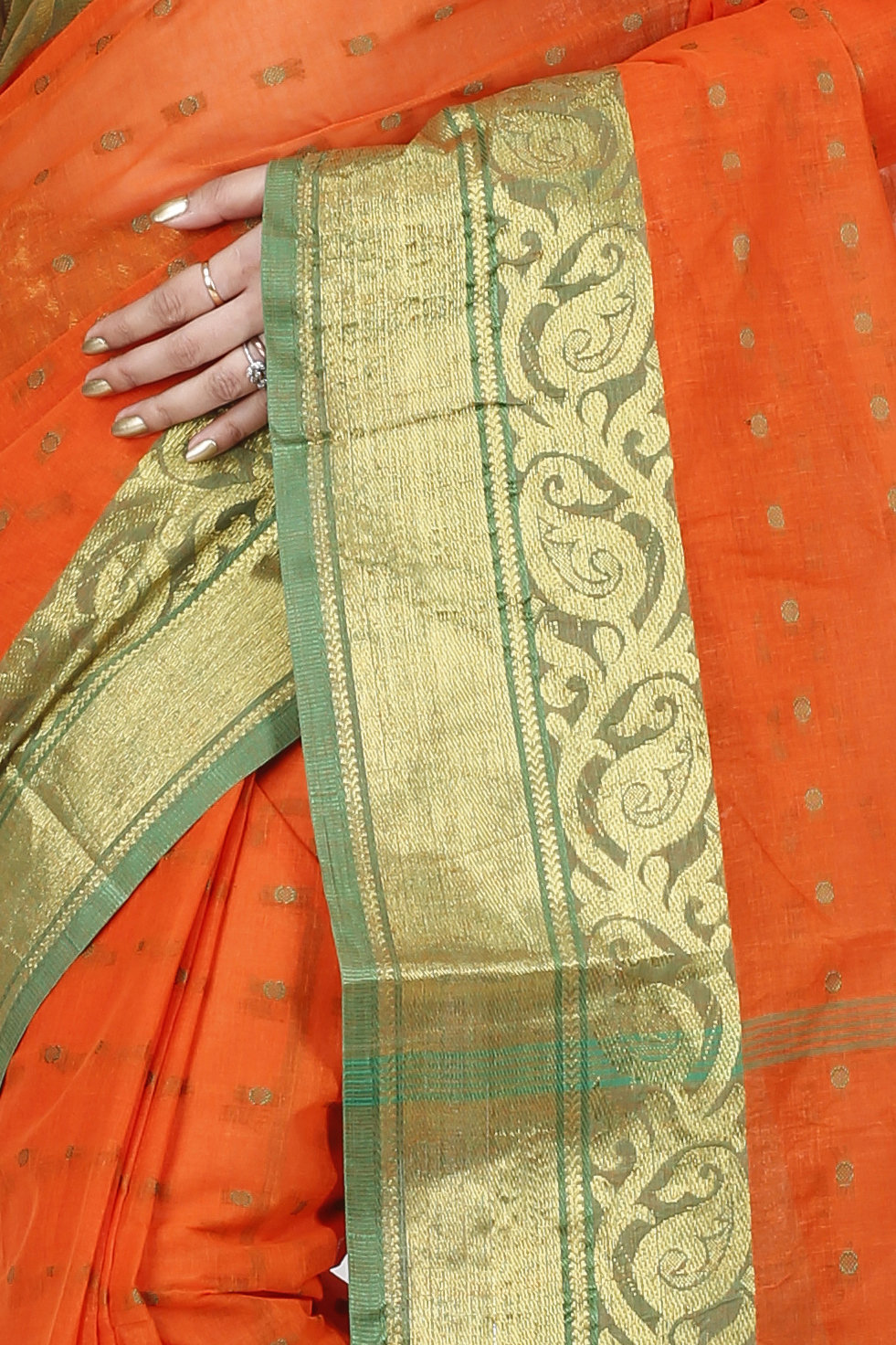 Orange Pure Cotton Sachi Tant Saree (1022)